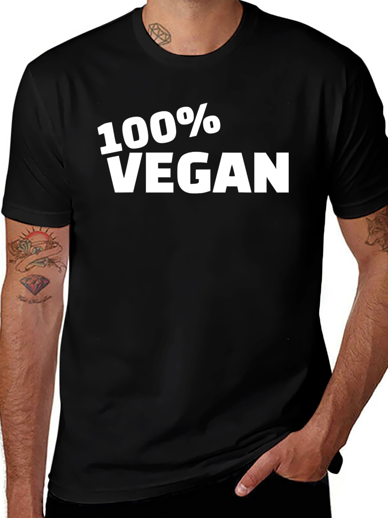 100% Vegan Black T-Shirt - Mens
