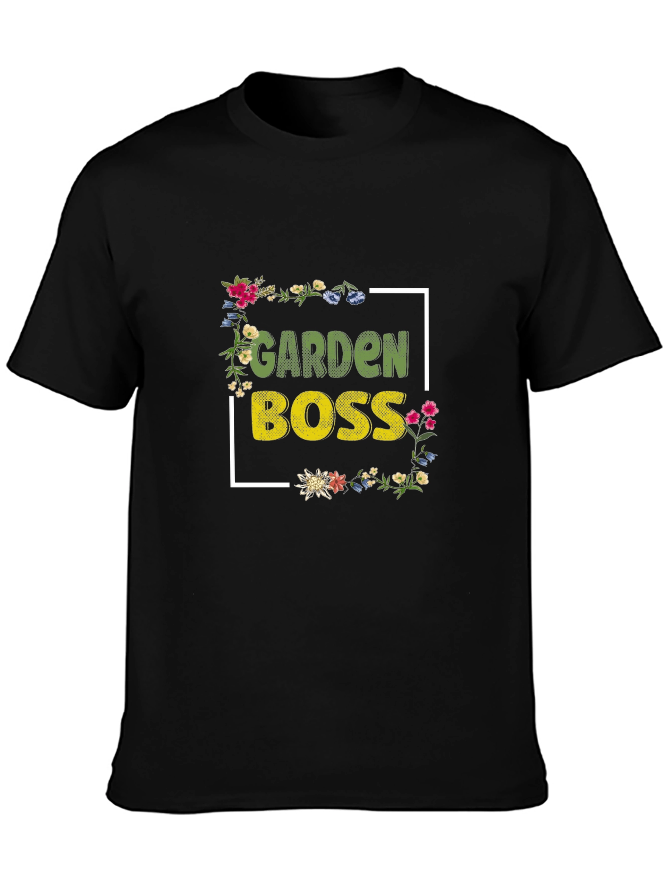 Garden Boss Floral T-Shirt - Black Cotton Tee