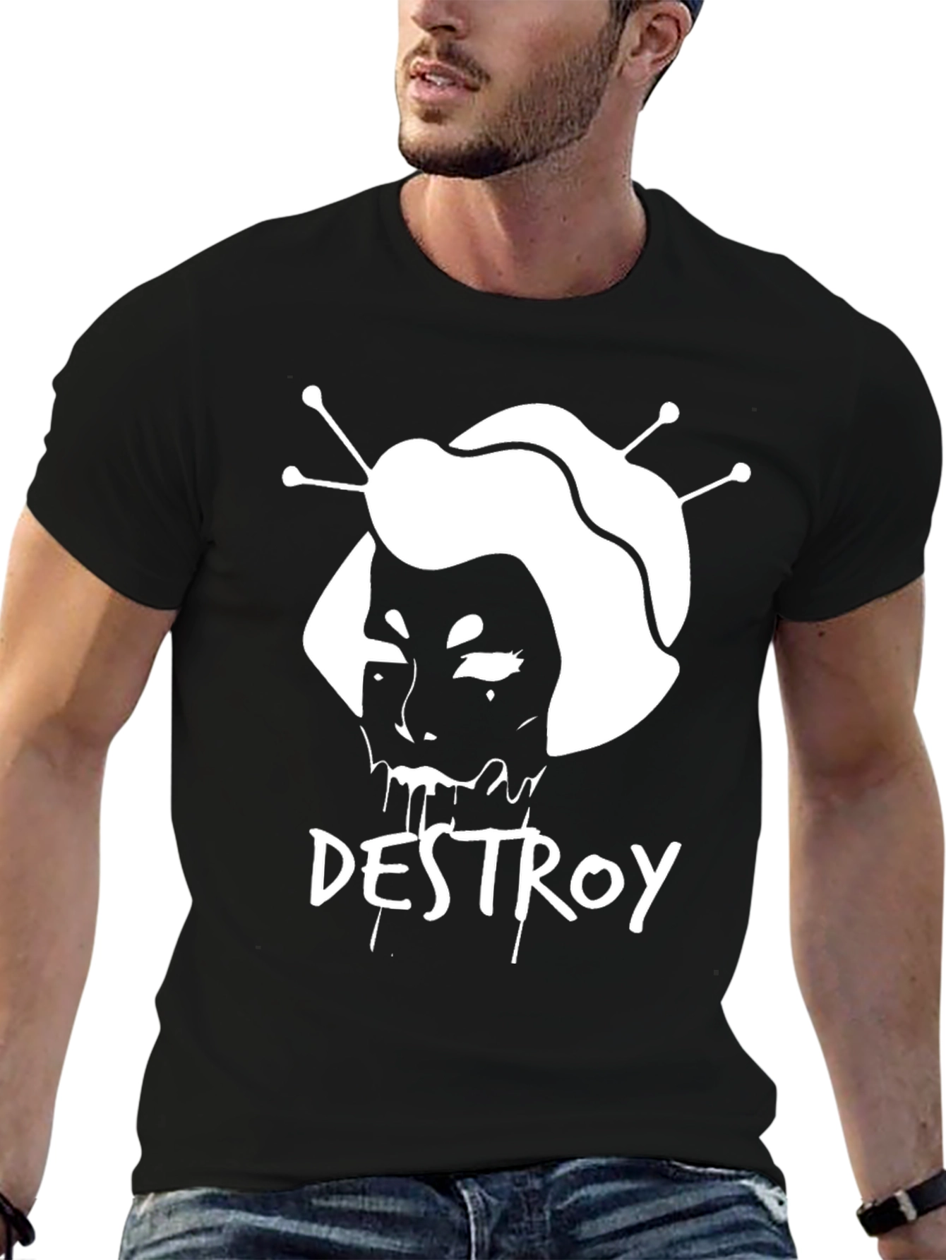 Destroy Graphic Tee - Edgy Black T-Shirt