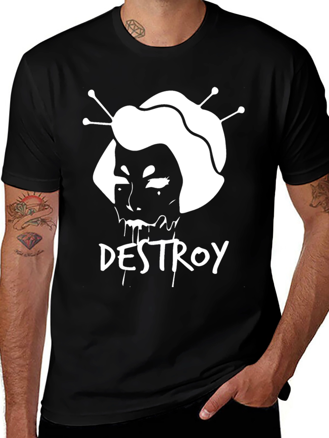 Destroy Graphic Tee - Edgy Black T-Shirt