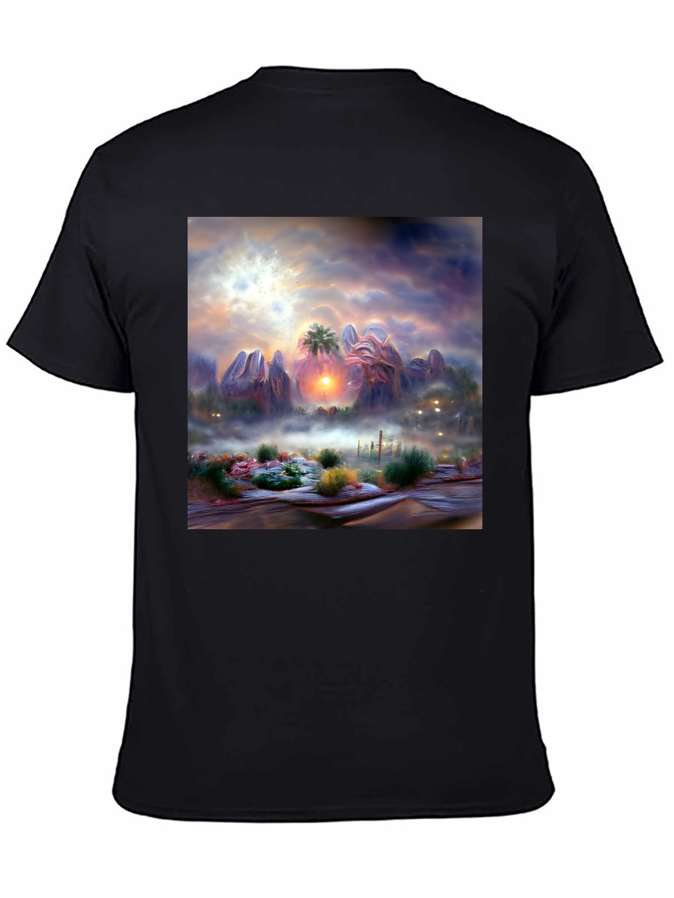 Sunset Desert Graphic Tee - Artistic Mens Shirt