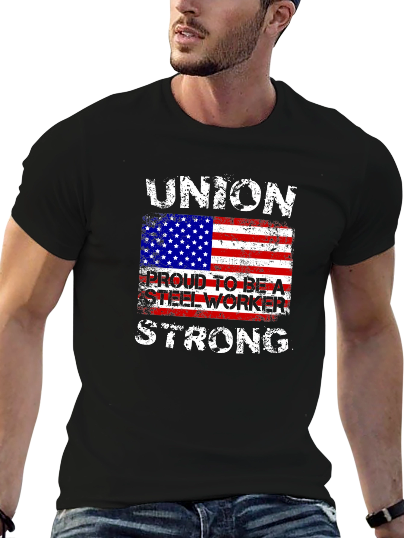 Union Steel Worker American Flag T-Shirt