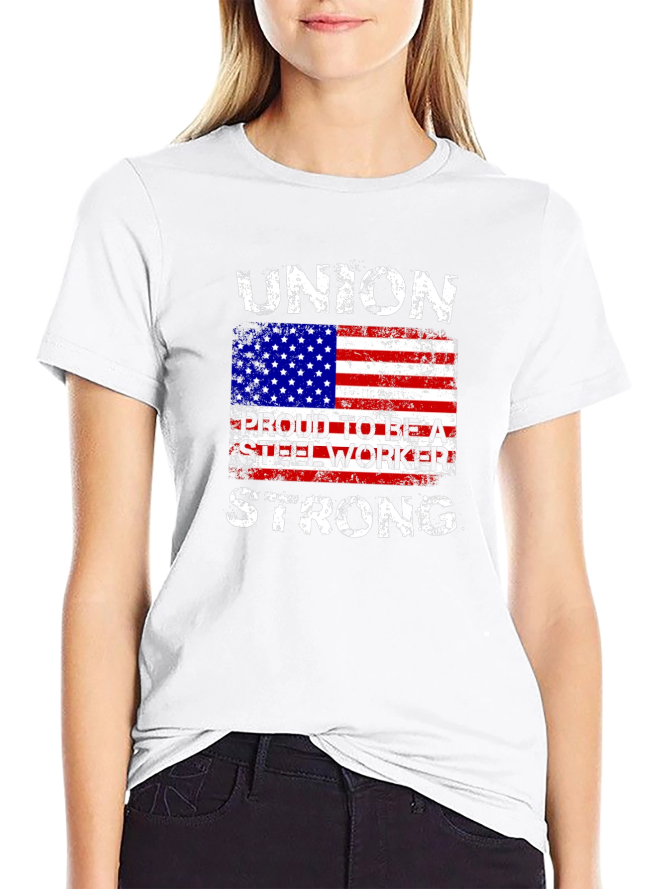 Union Steel Worker American Flag T-Shirt