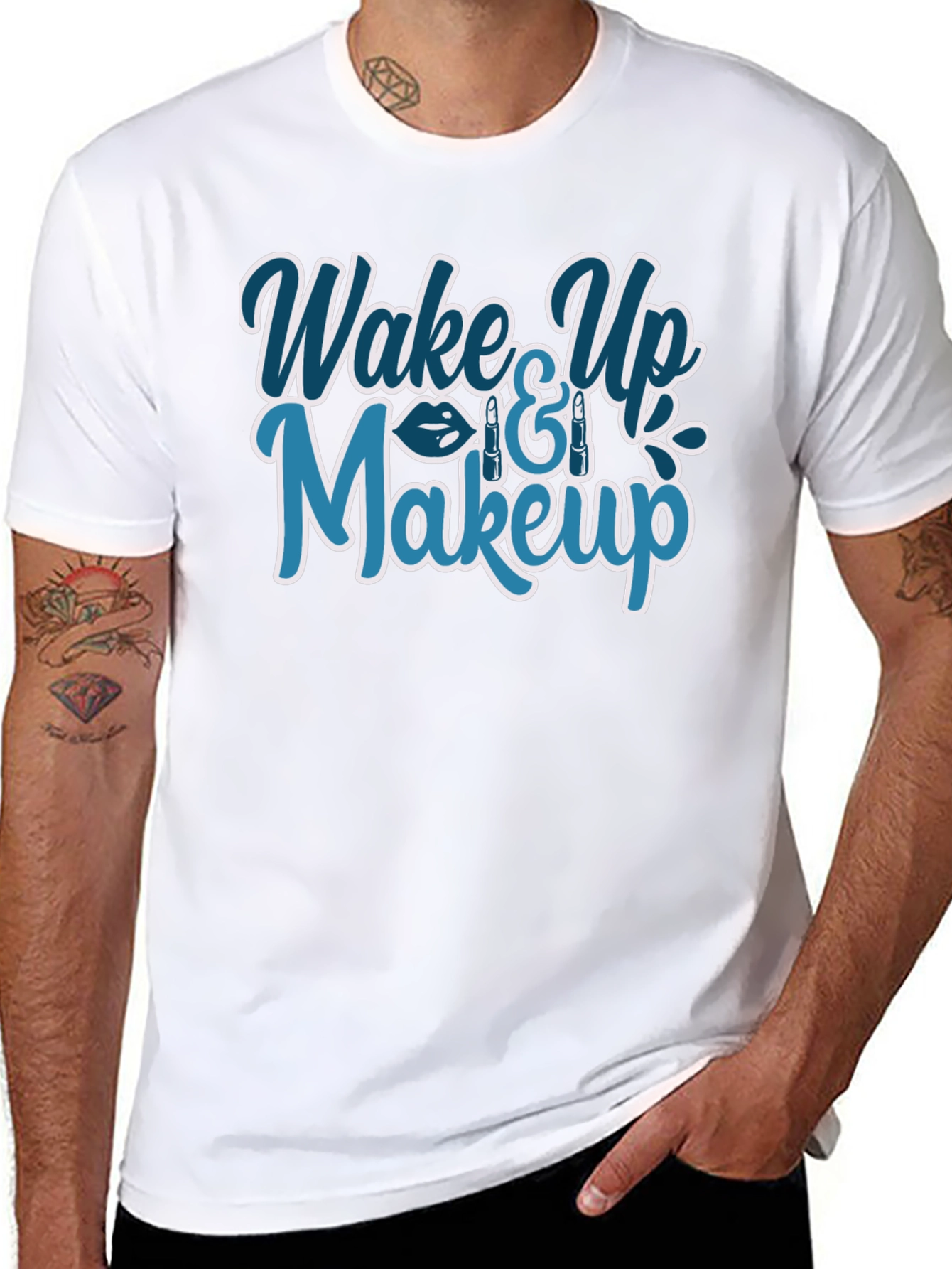 Wake Up & Makeup Graphic T-Shirt - Trendy Style
