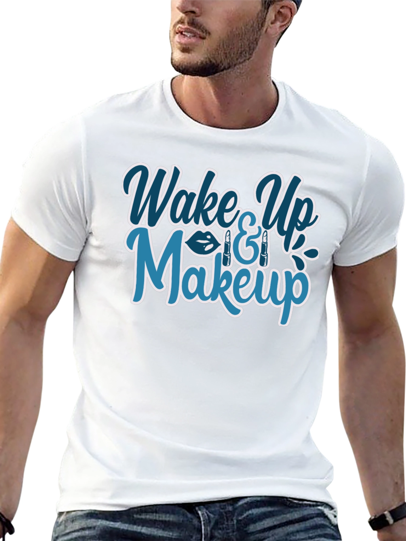 Wake Up & Makeup Graphic T-Shirt - Trendy Style