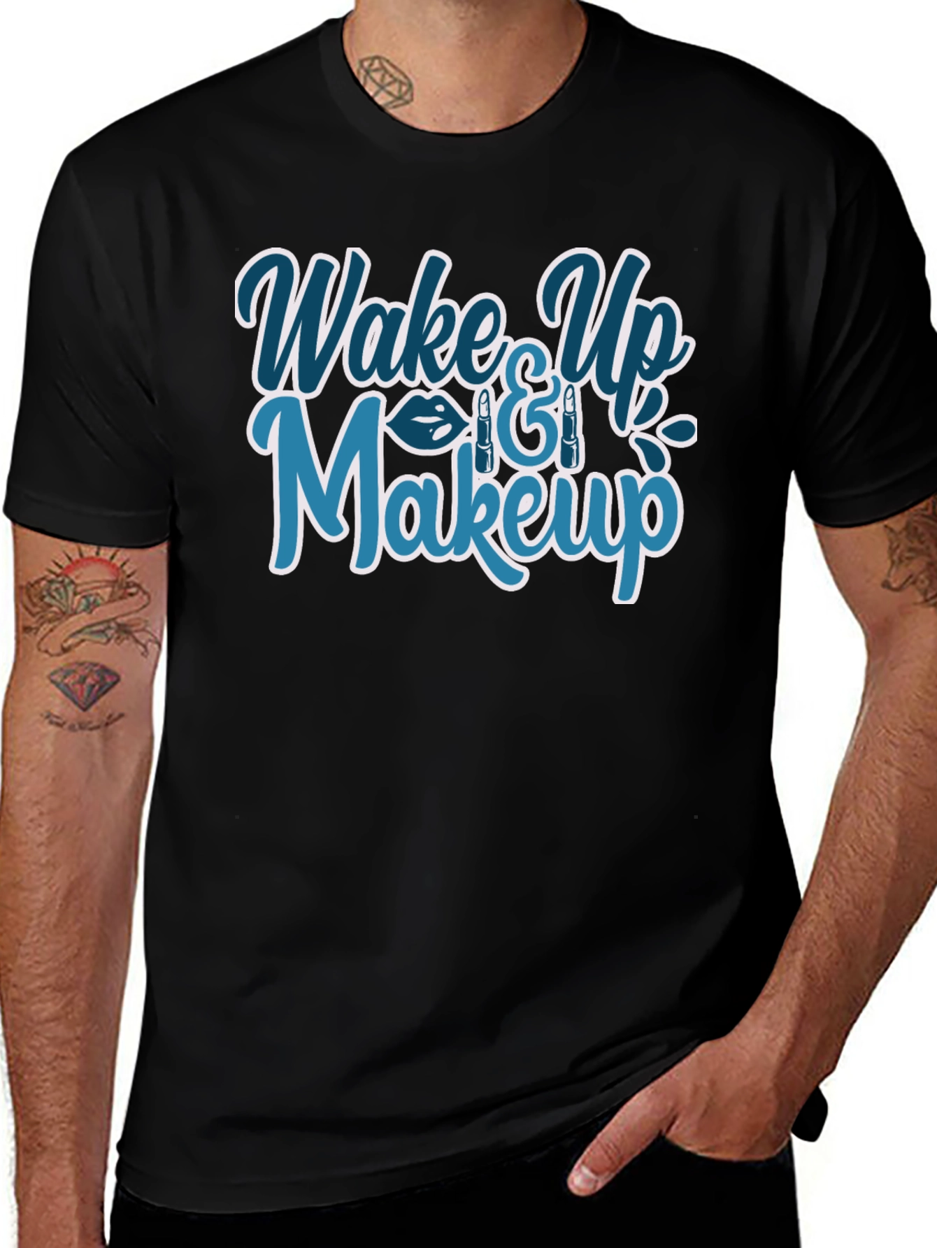 Wake Up & Makeup Graphic T-Shirt - Trendy Style