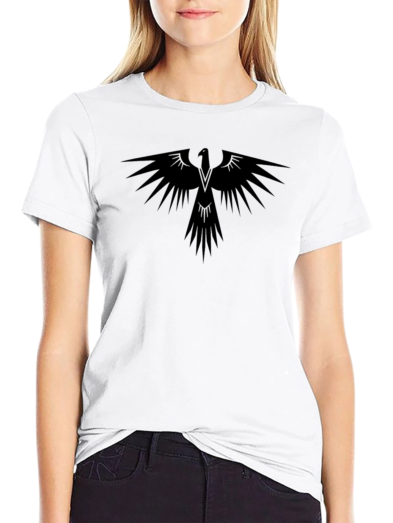 Mens Black T-Shirt with Eagle Graphic