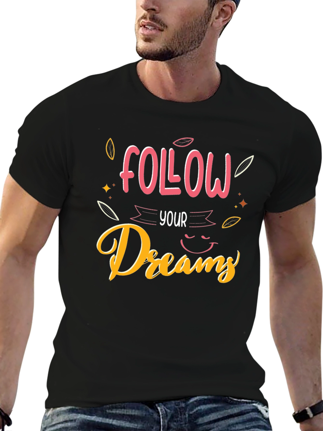 Follow Your Dreams Black Graphic Tee
