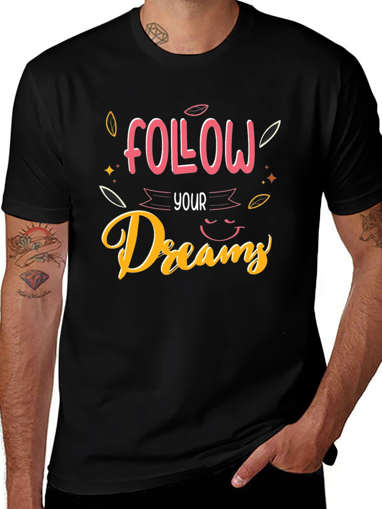 Follow Your Dreams Black Graphic Tee