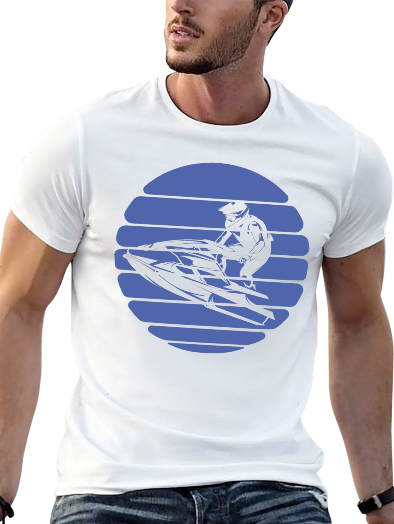 Jet Ski Sunset Graphic Tee - Black Cotton T-Shirt
