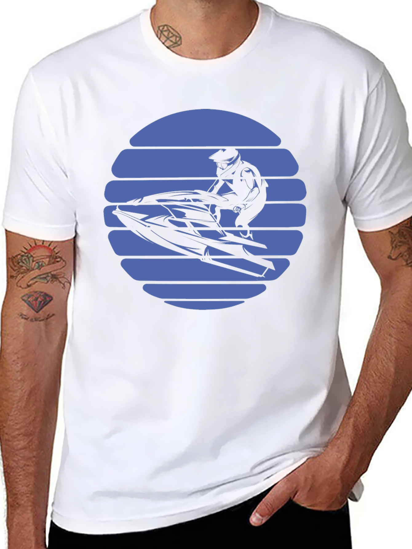 Jet Ski Sunset Graphic Tee - Black Cotton T-Shirt