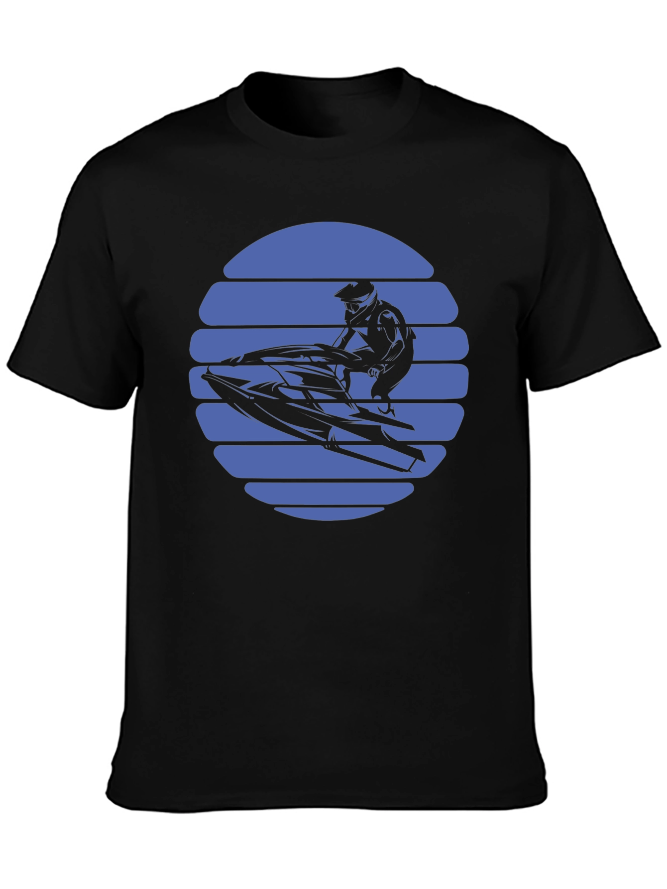 Jet Ski Sunset Graphic Tee - Black Cotton T-Shirt