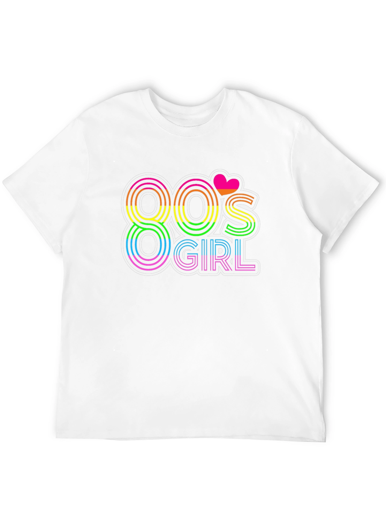 80s Girl Retro T-Shirt - Rainbow Neon Design