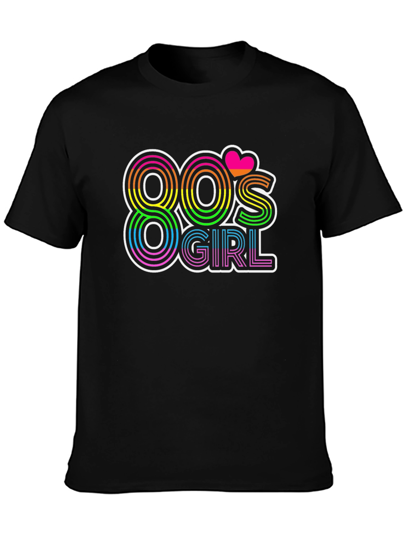 80s Girl Retro T-Shirt - Rainbow Neon Design