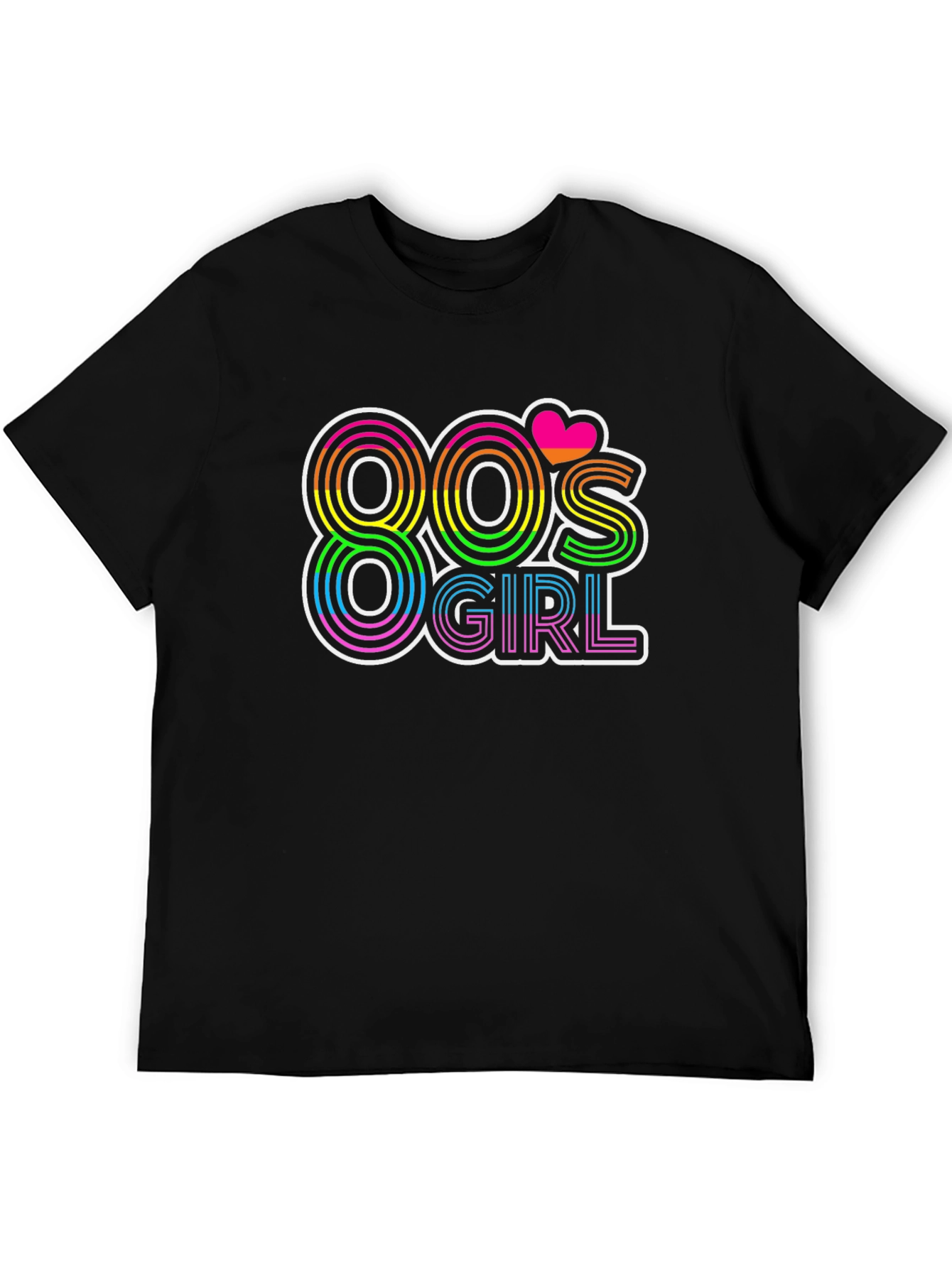 80s Girl Retro T-Shirt - Rainbow Neon Design