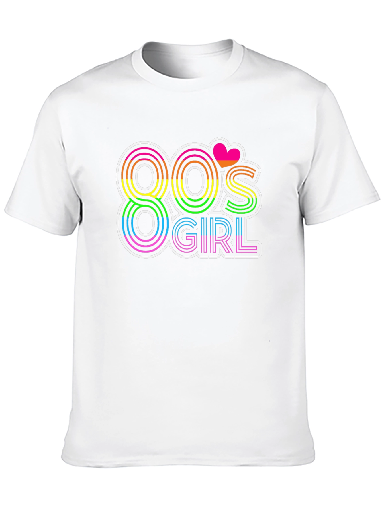 80s Girl Retro T-Shirt - Rainbow Neon Design