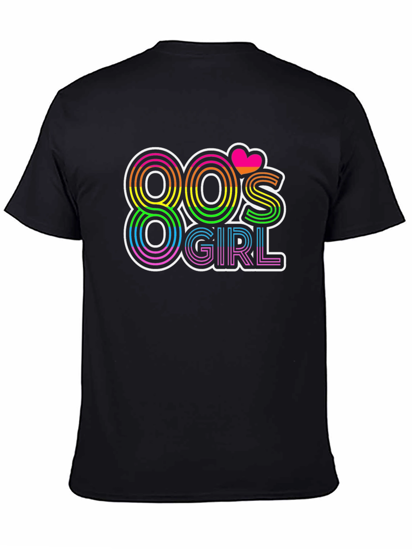 80s Girl Retro T-Shirt - Rainbow Neon Design