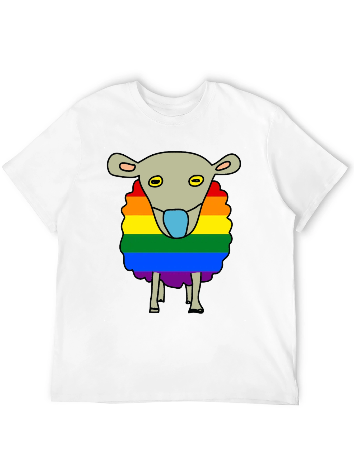 Rainbow Sheep Graphic T-Shirt - Black Cotton Blend