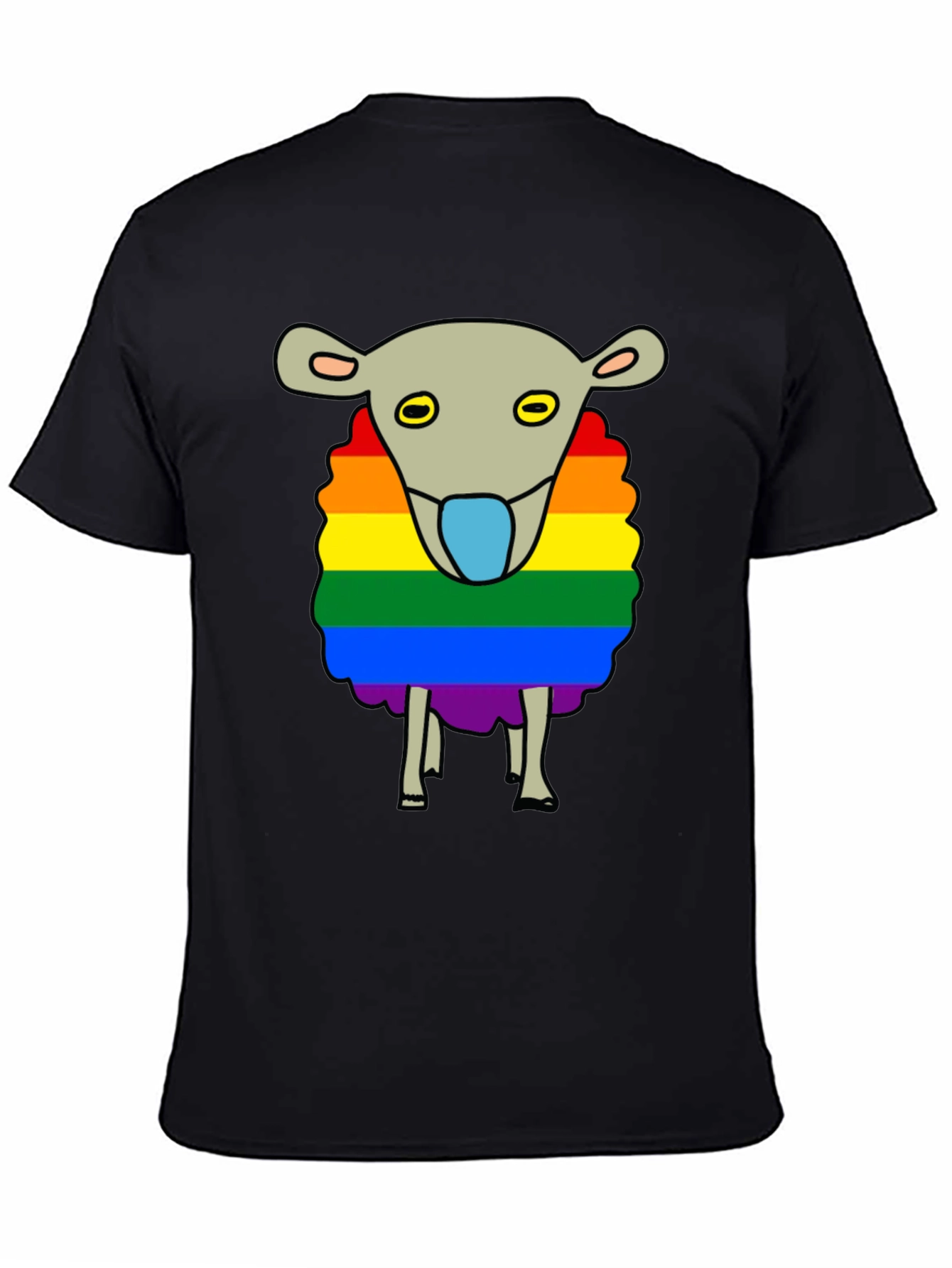 Rainbow Sheep Graphic T-Shirt - Black Cotton Blend