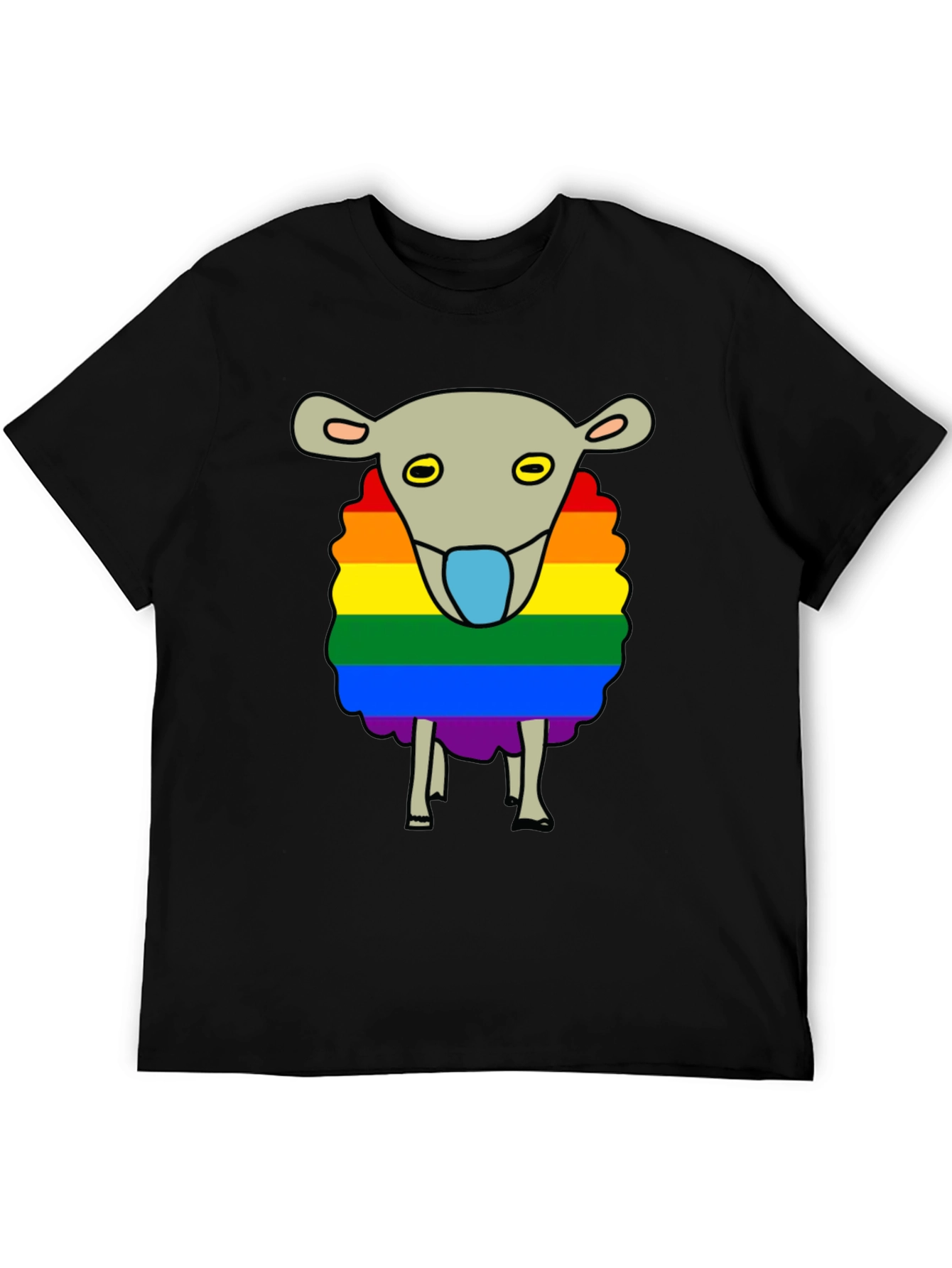 Rainbow Sheep Graphic T-Shirt - Black Cotton Blend