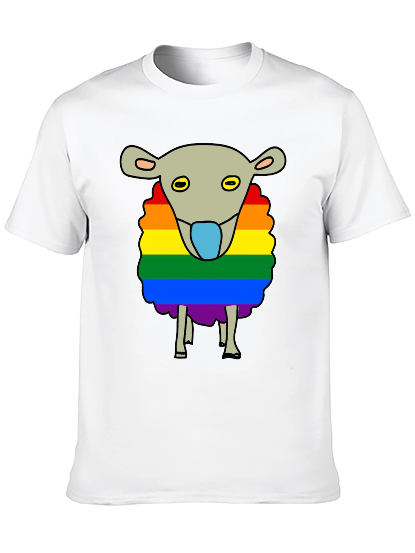 Rainbow Sheep Graphic T-Shirt - Black Cotton Blend