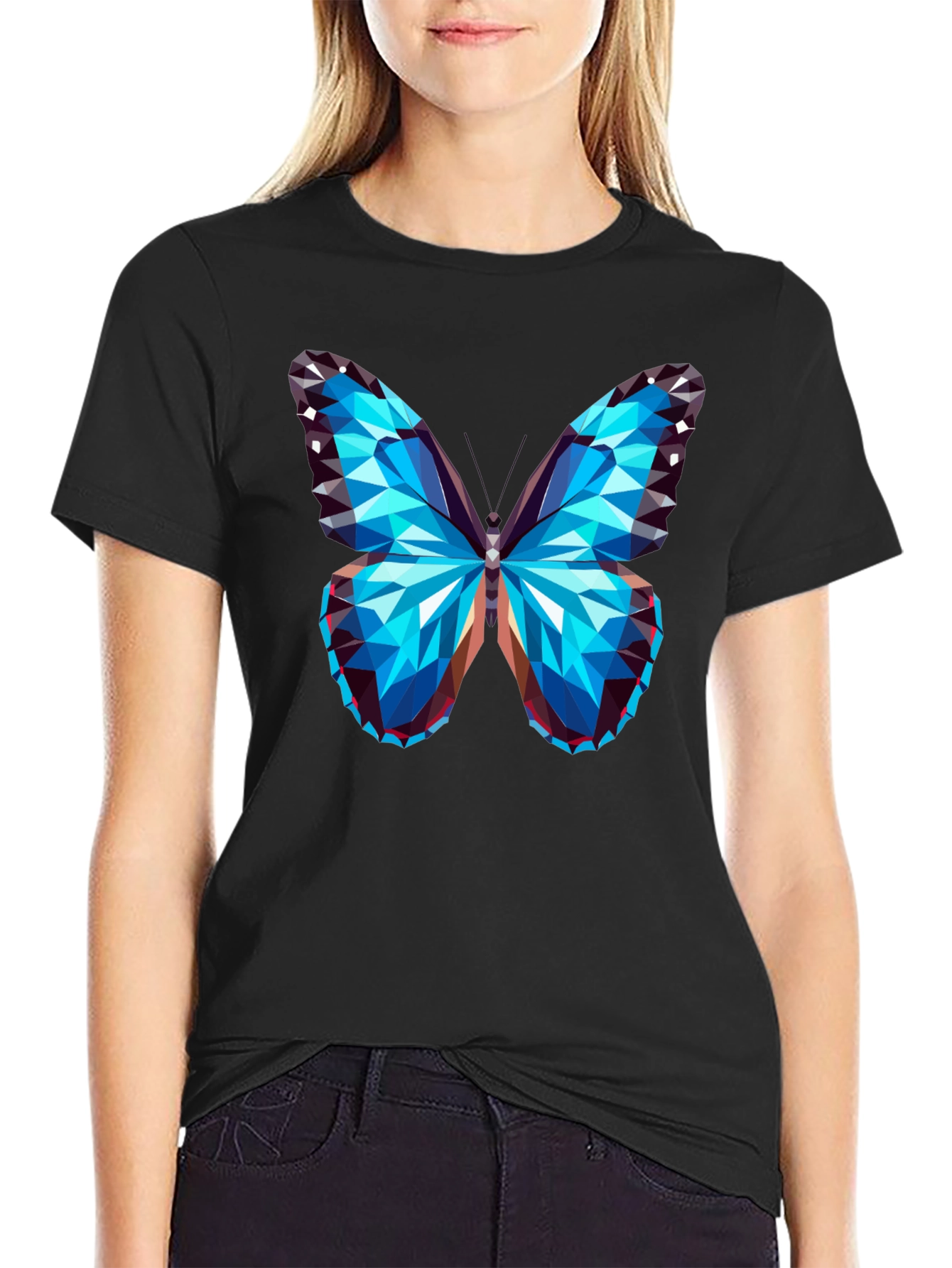 Geometric Butterfly Graphic Tee - Mens Black T-Shirt