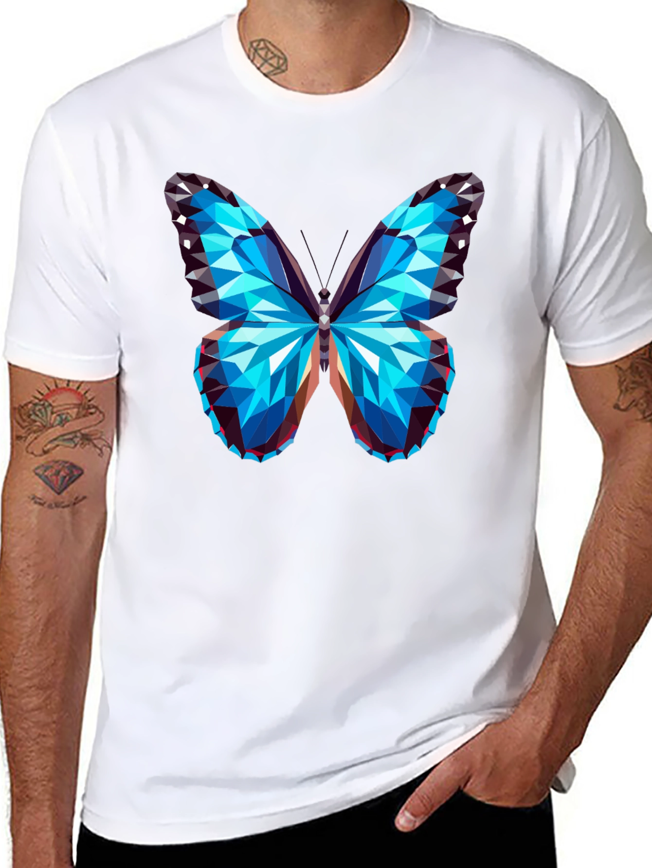 Geometric Butterfly Graphic Tee - Mens Black T-Shirt