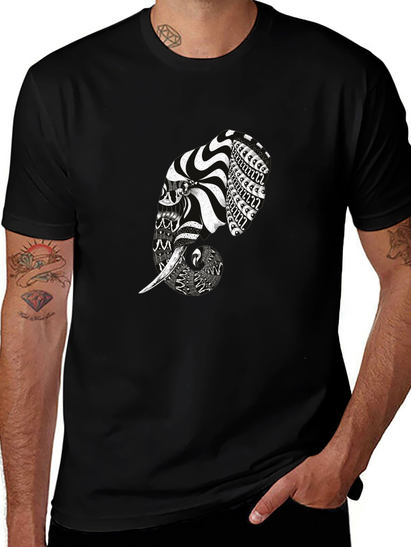 Elephant Graphic Print Tee - Modern Mens T-Shirt