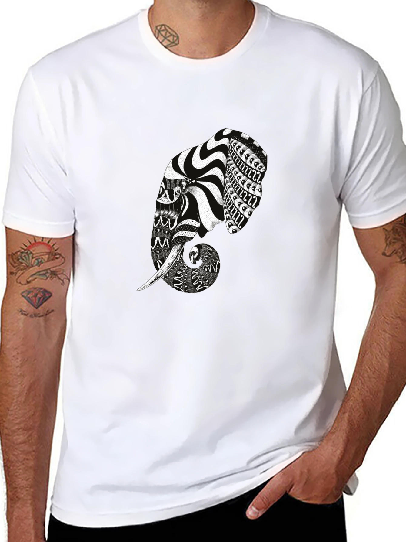 Elephant Graphic Print Tee - Modern Mens T-Shirt