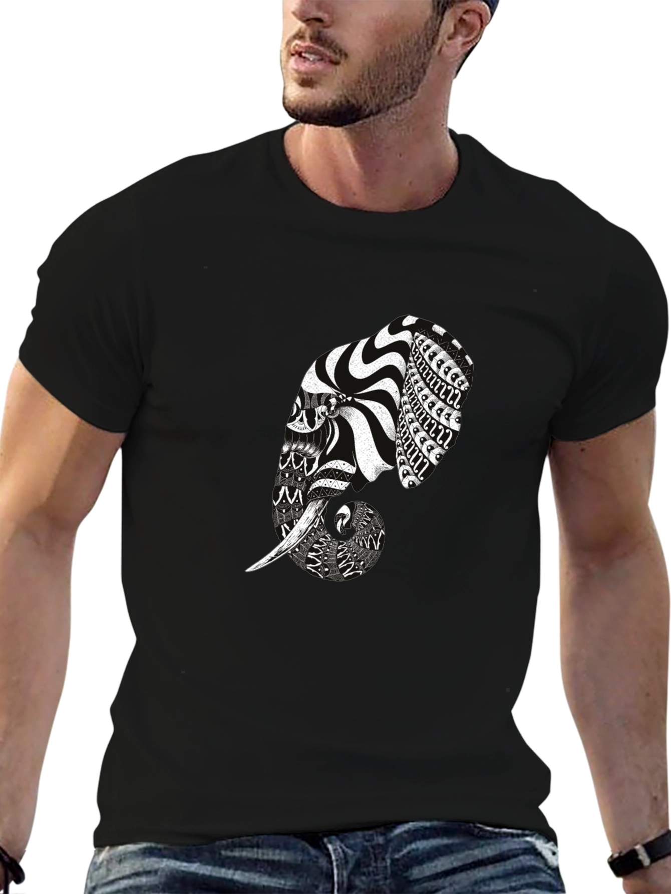 Elephant Graphic Print Tee - Modern Mens T-Shirt