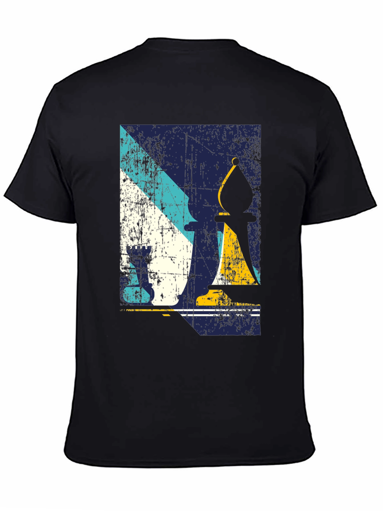 Chess Piece Graphic Print Black T-Shirt