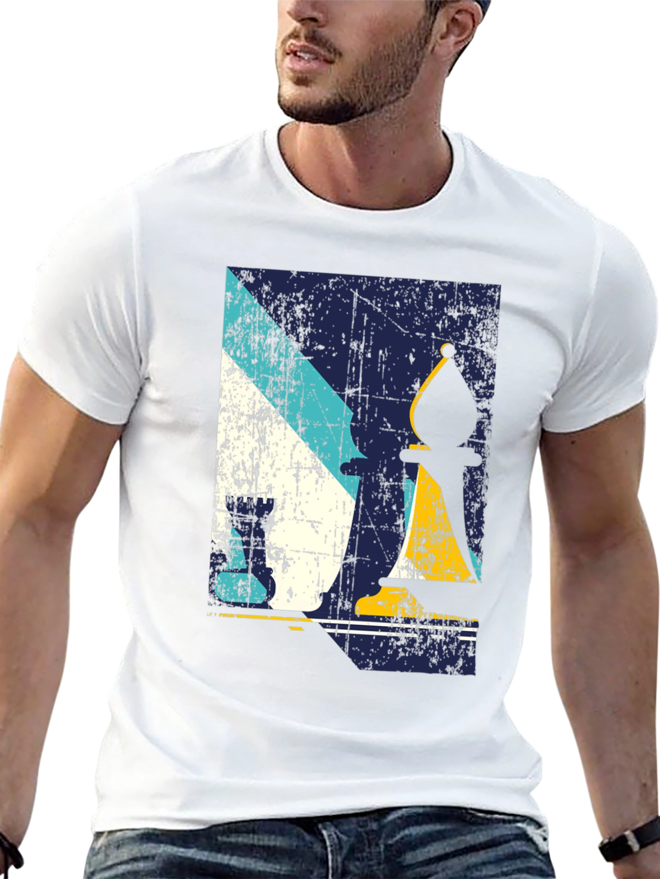 Chess Piece Graphic Print Black T-Shirt
