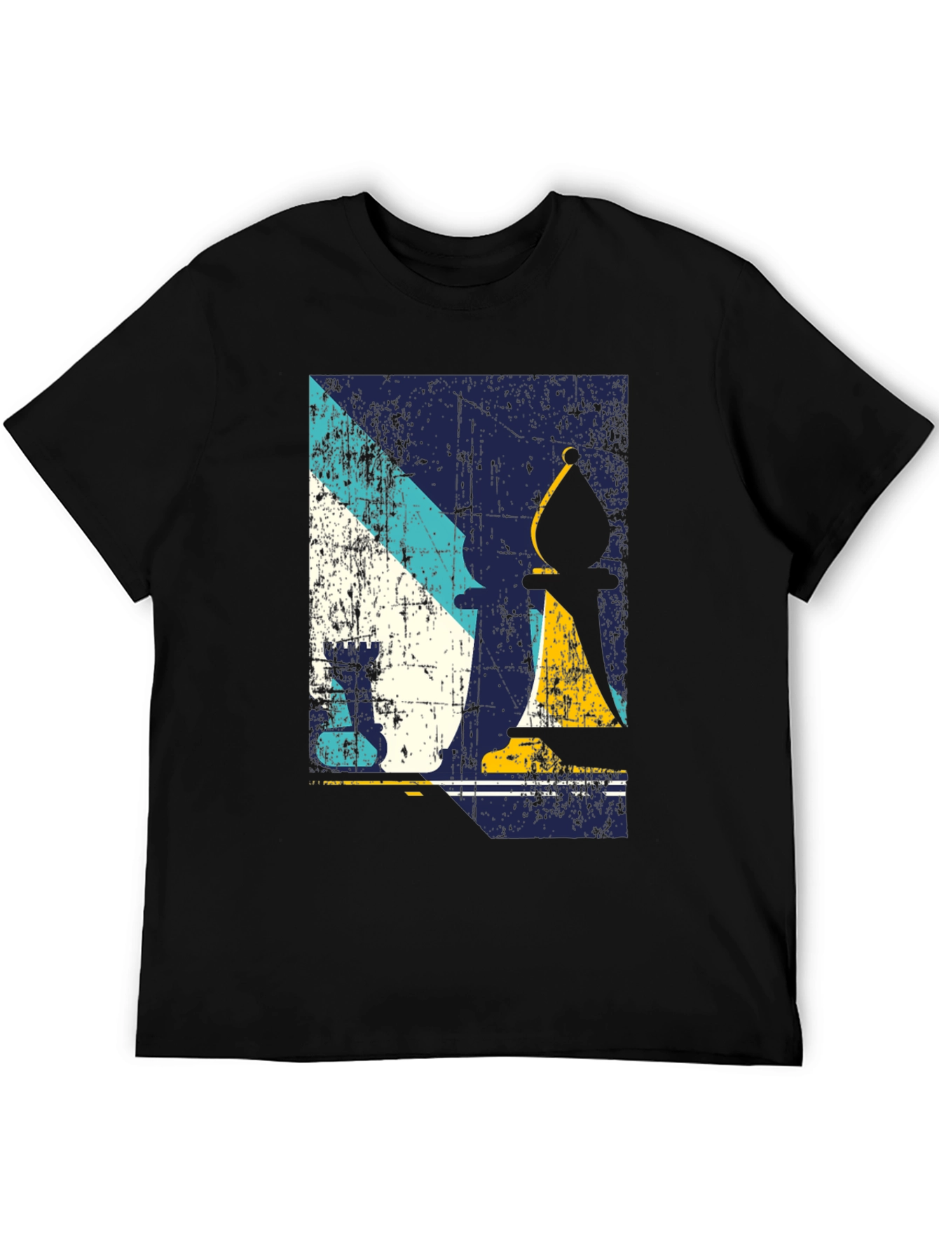 Chess Piece Graphic Print Black T-Shirt