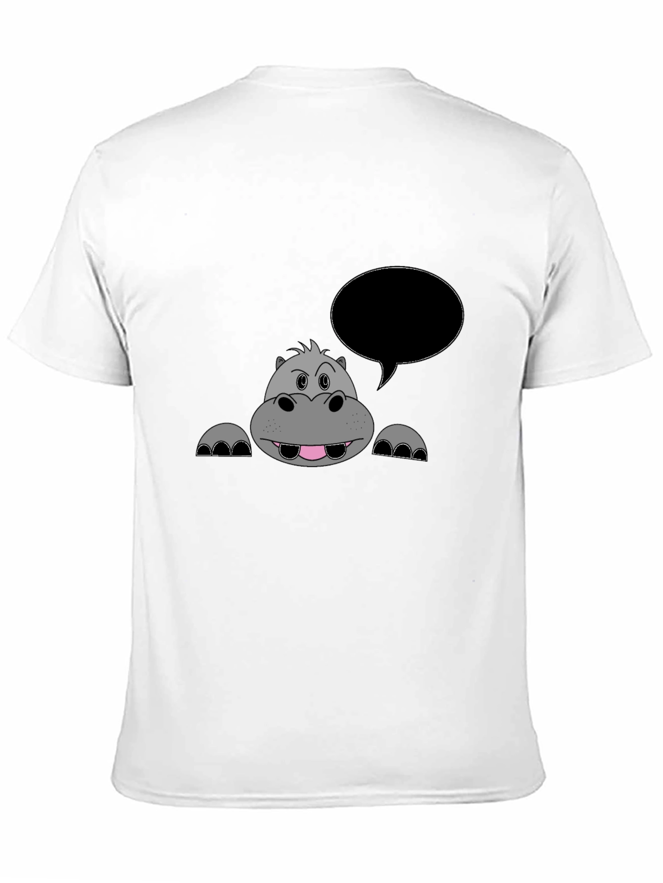 Hippo Cartoon Black T-Shirt