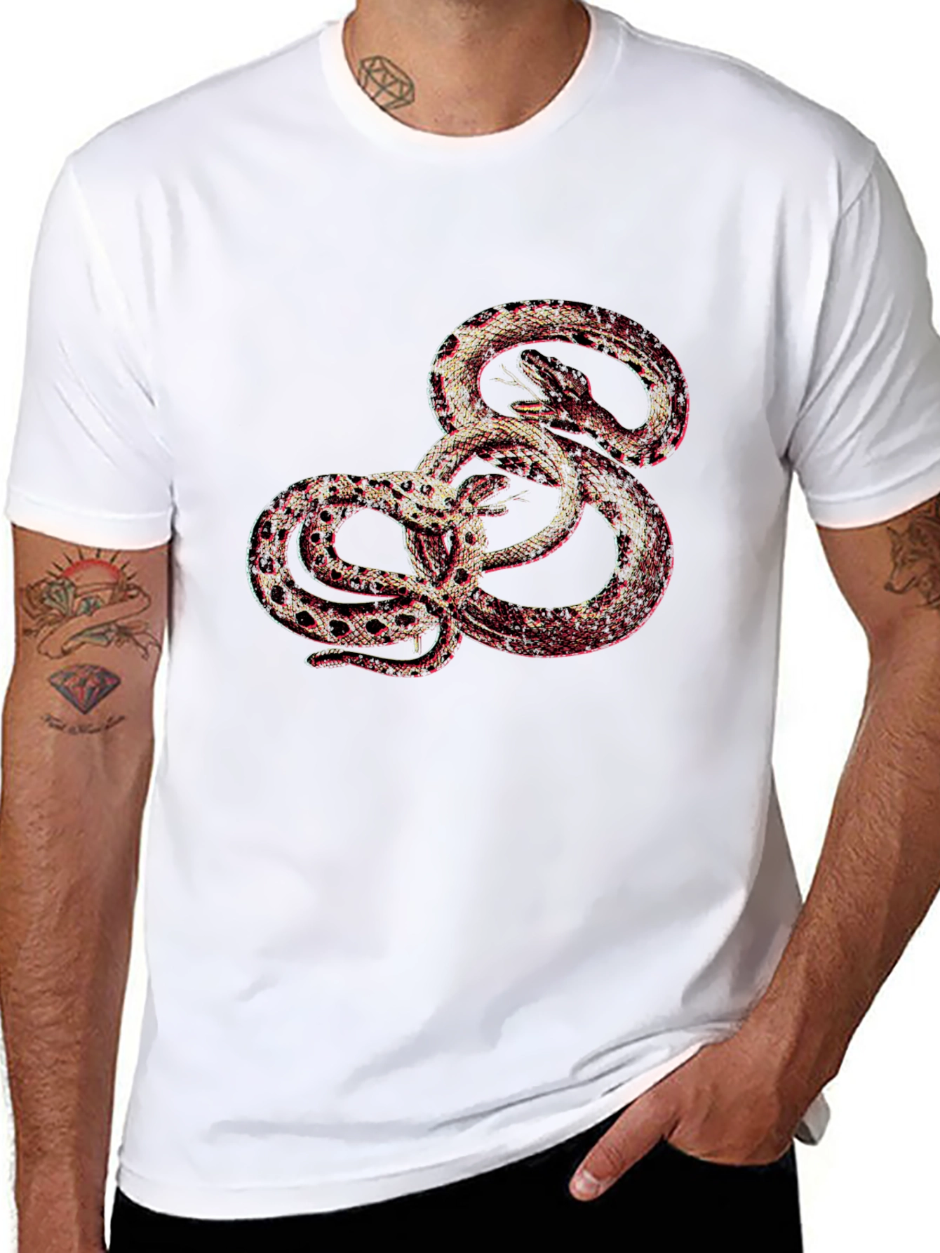 Black Tee with Snake Print
