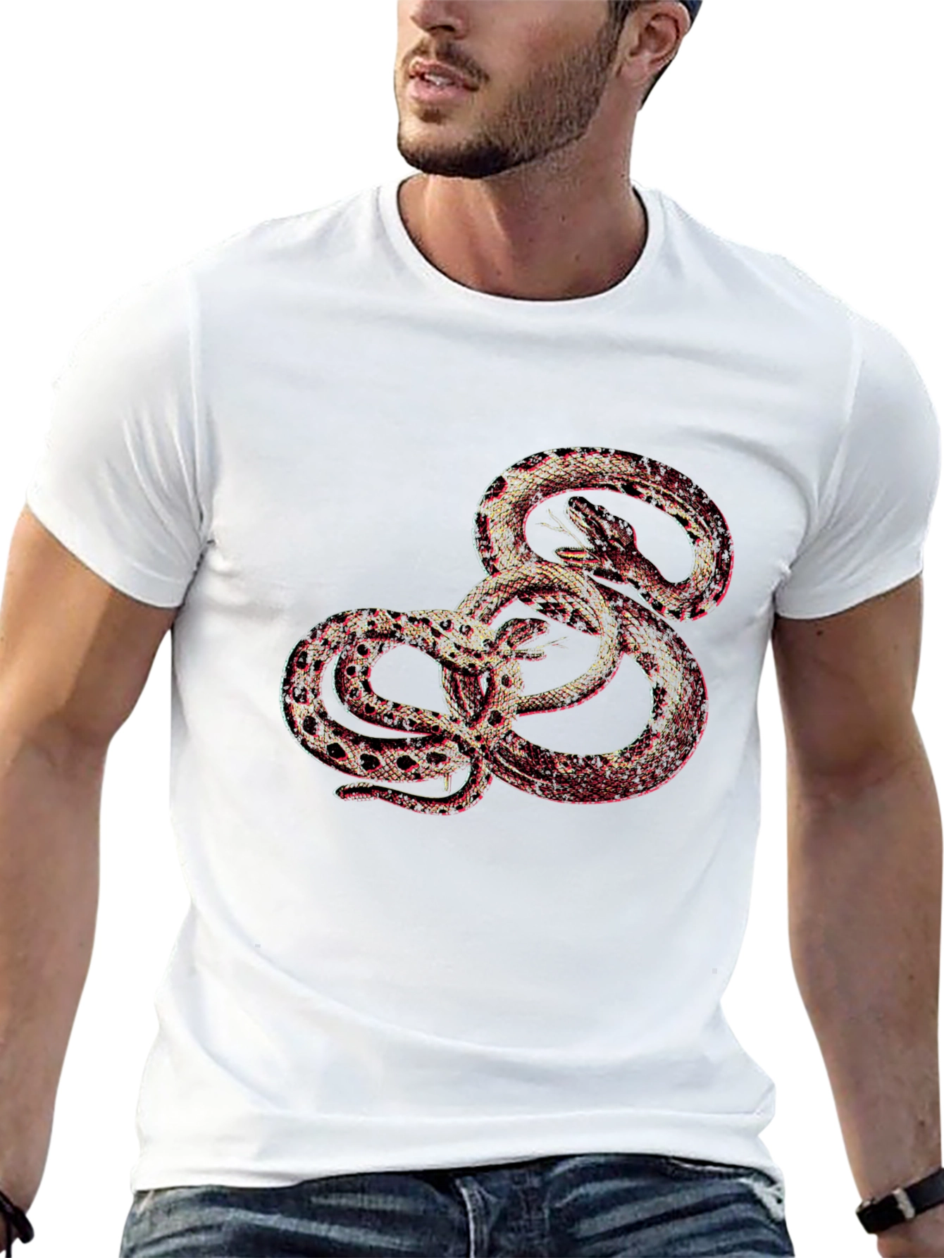 Black Tee with Snake Print