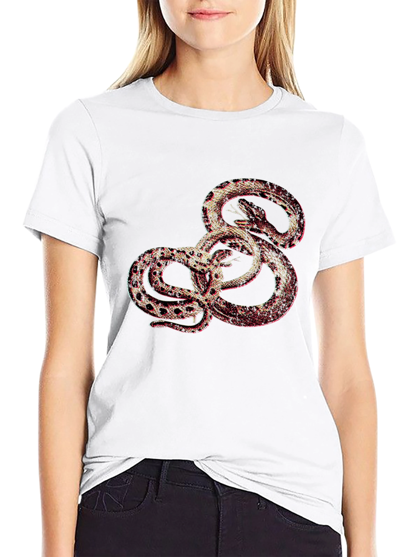 Black Tee with Snake Print