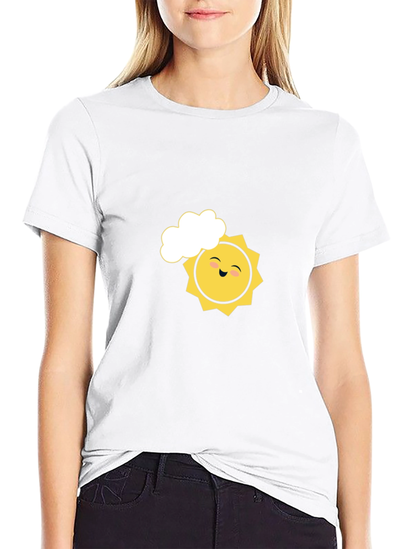 Smiling Sun Graphic Tee - Black Cotton Comfort