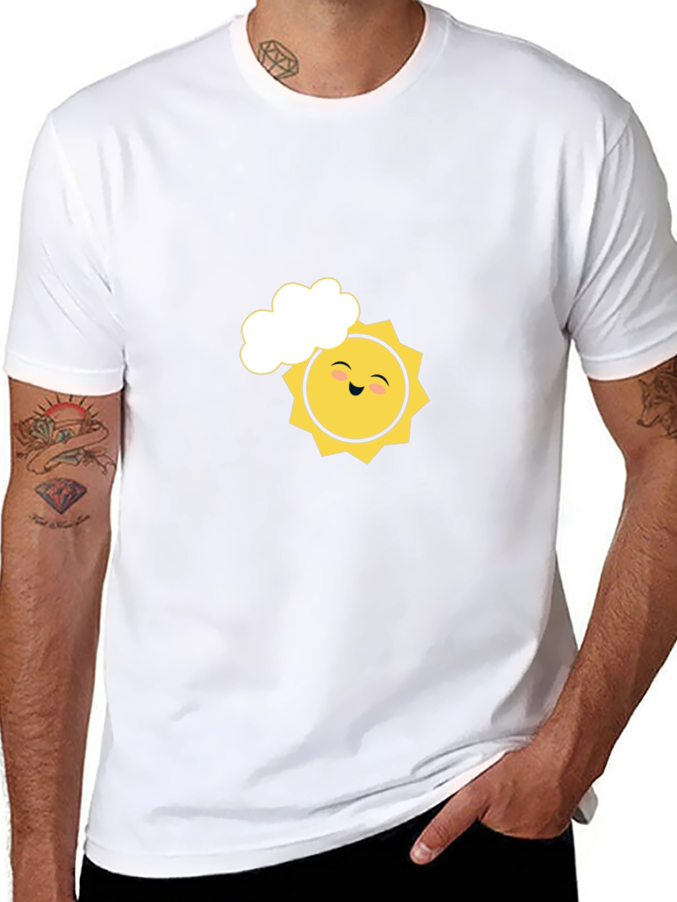 Smiling Sun Graphic Tee - Black Cotton Comfort