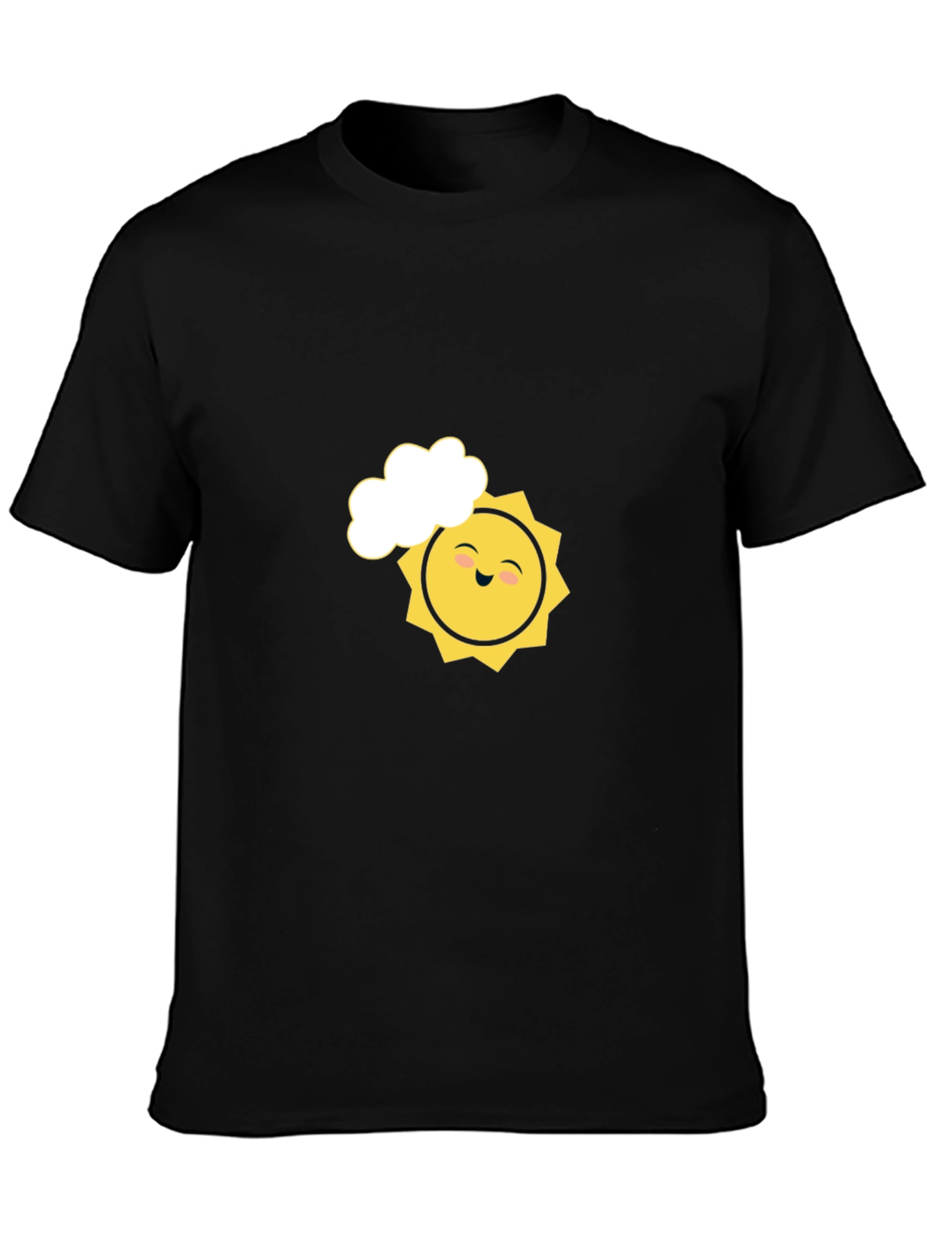 Smiling Sun Graphic Tee - Black Cotton Comfort