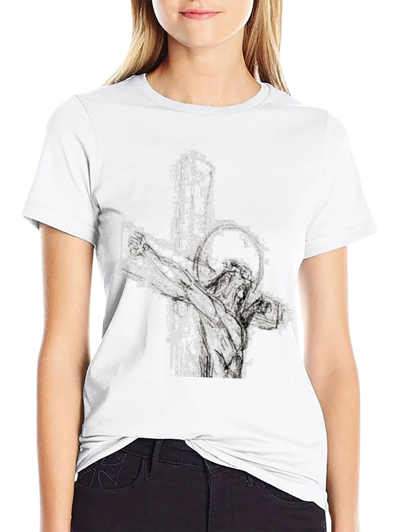 Abstract Cross Graphic Tee - Black