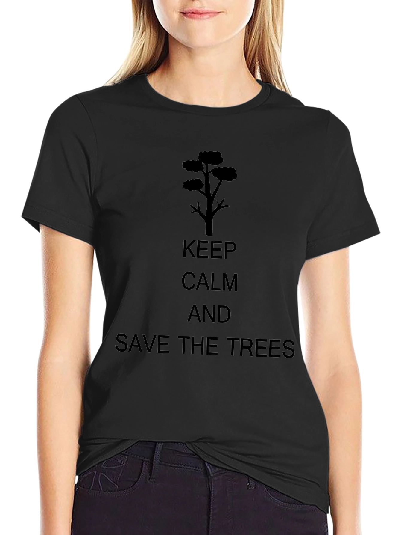 Keep Calm and Save the Trees Black T-Shirt