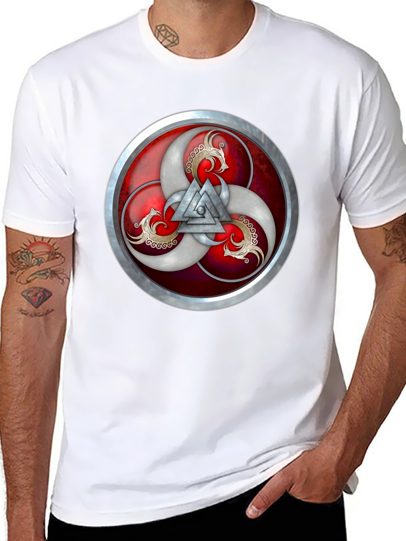 Viking Shield Graphic Tee - Bold Valknut Design
