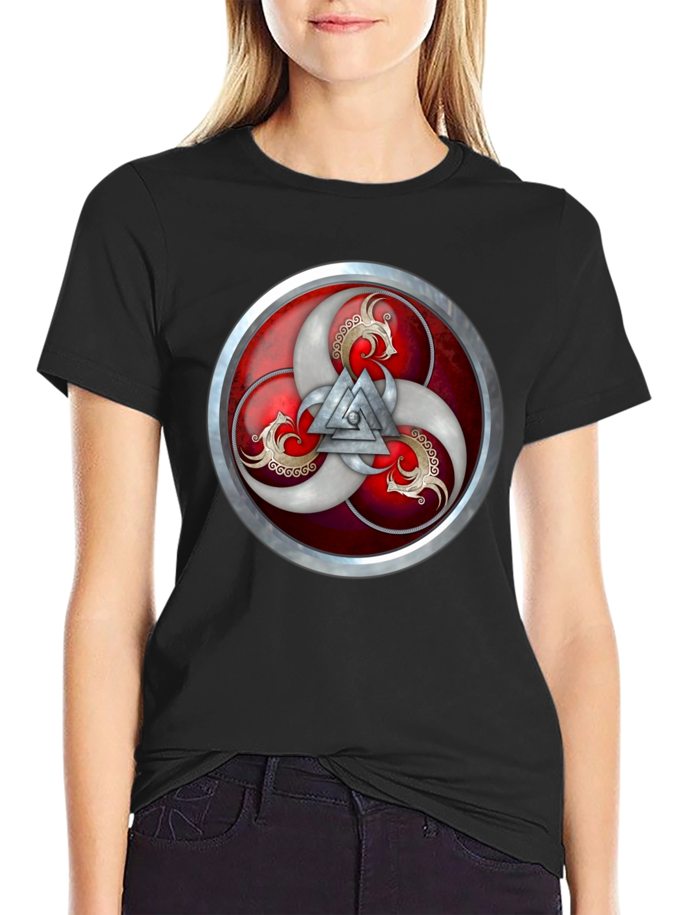 Viking Shield Graphic Tee - Bold Valknut Design