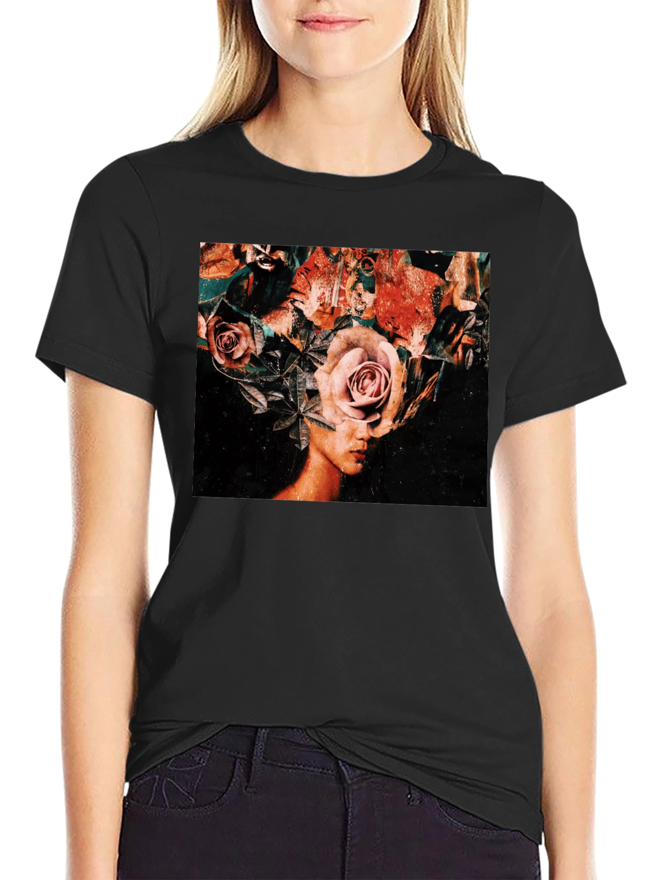 Floral Head T-Shirt - Artistic Graphic Tee