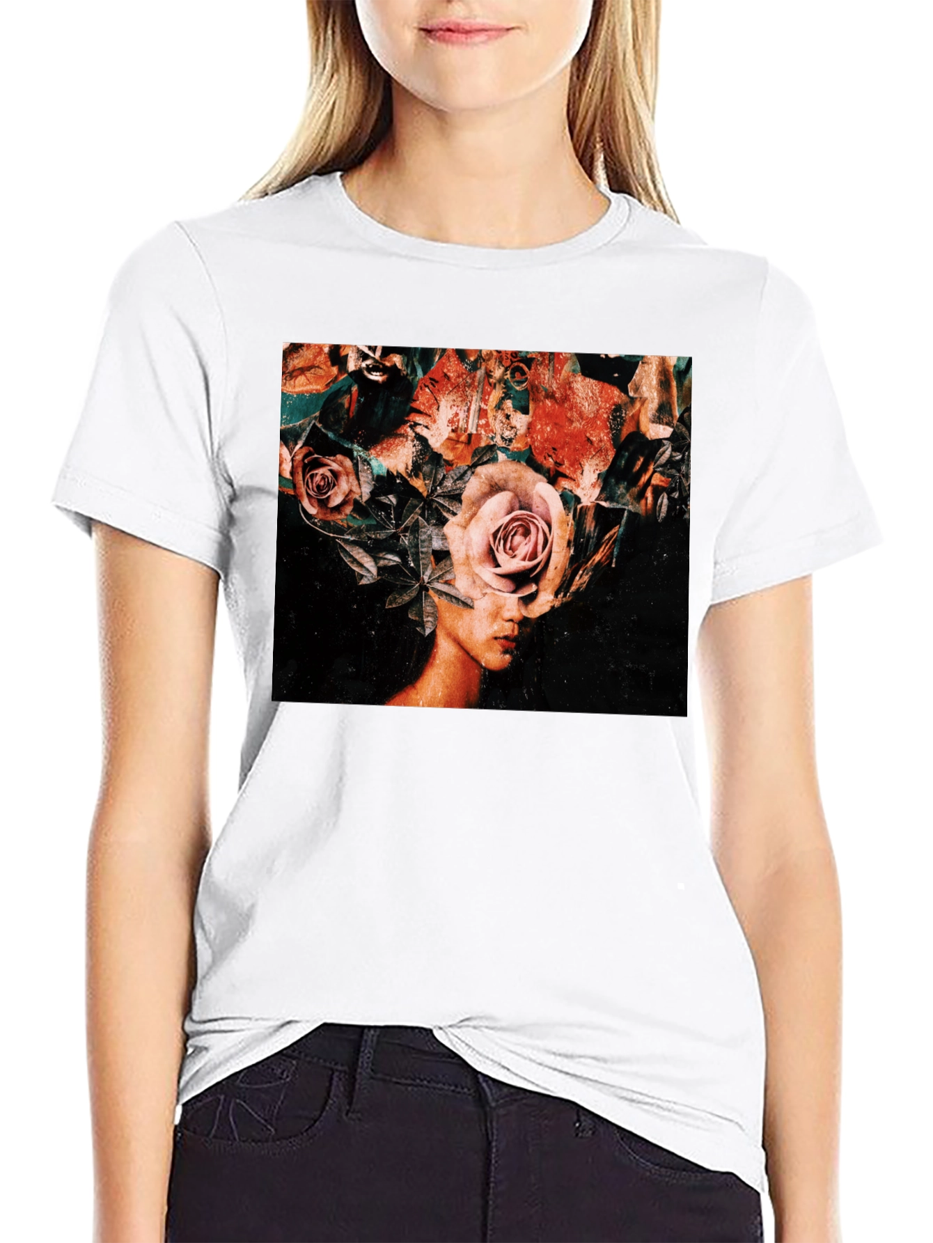 Floral Head T-Shirt - Artistic Graphic Tee