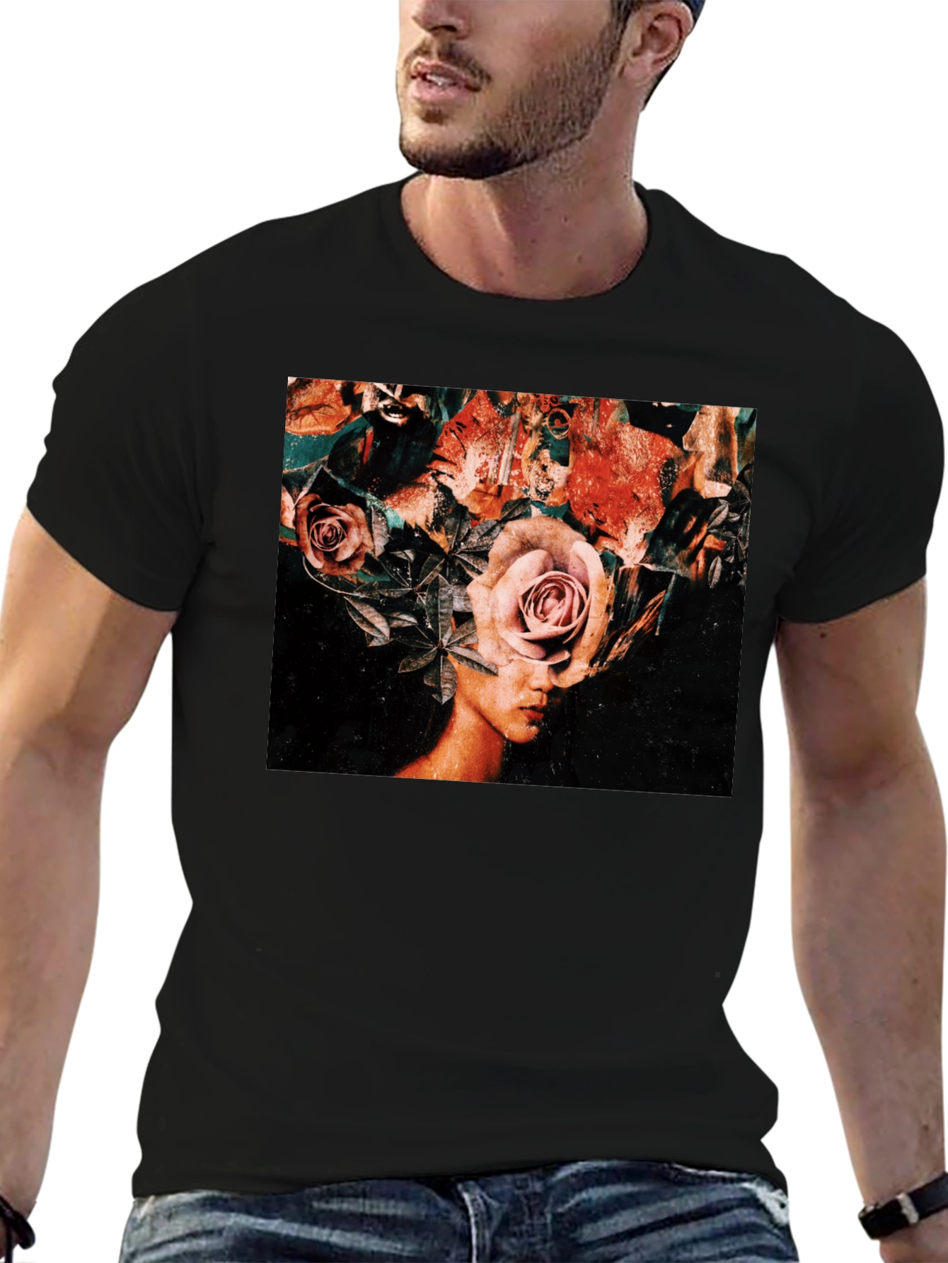 Floral Head T-Shirt - Artistic Graphic Tee