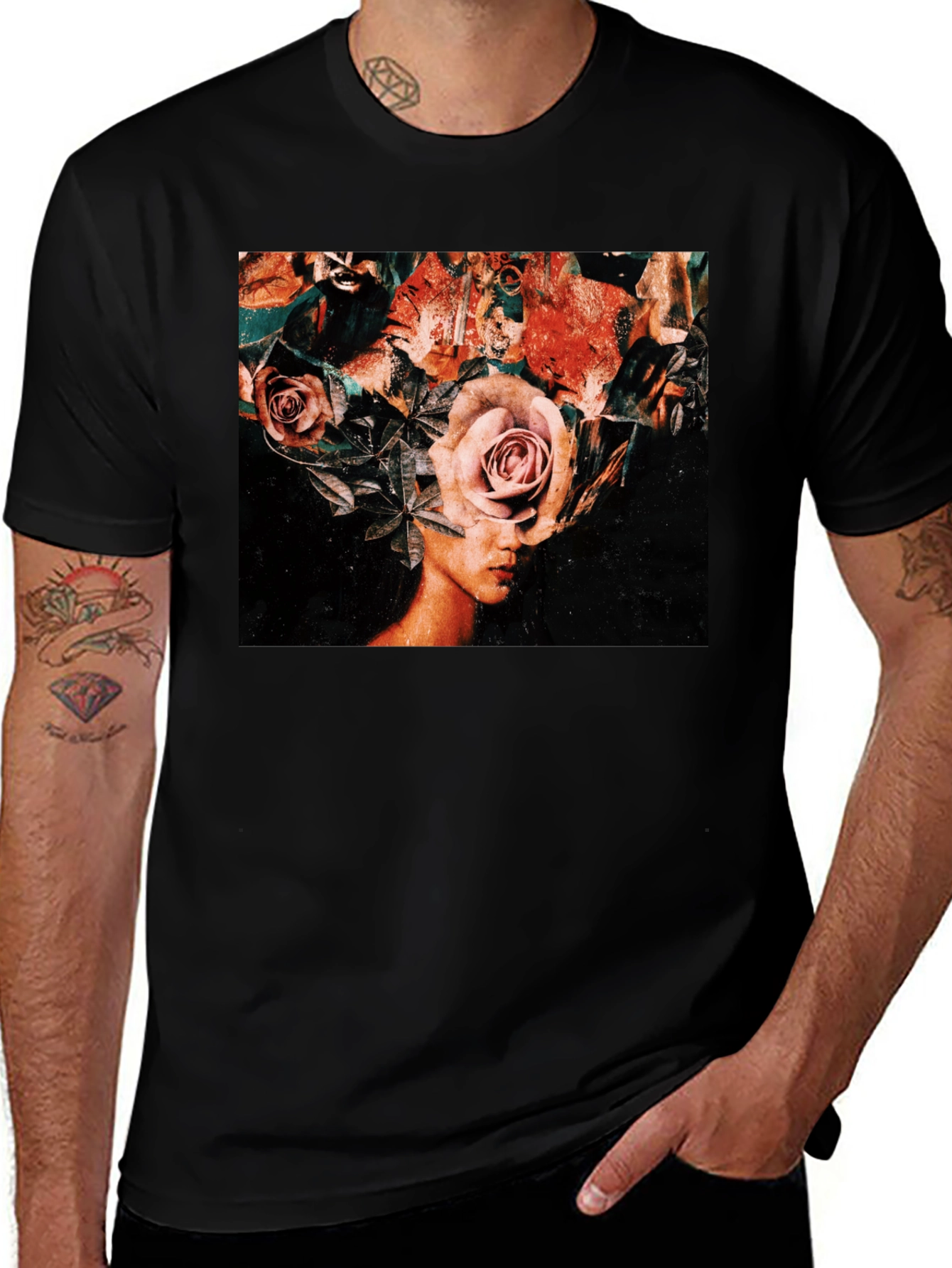 Floral Head T-Shirt - Artistic Graphic Tee
