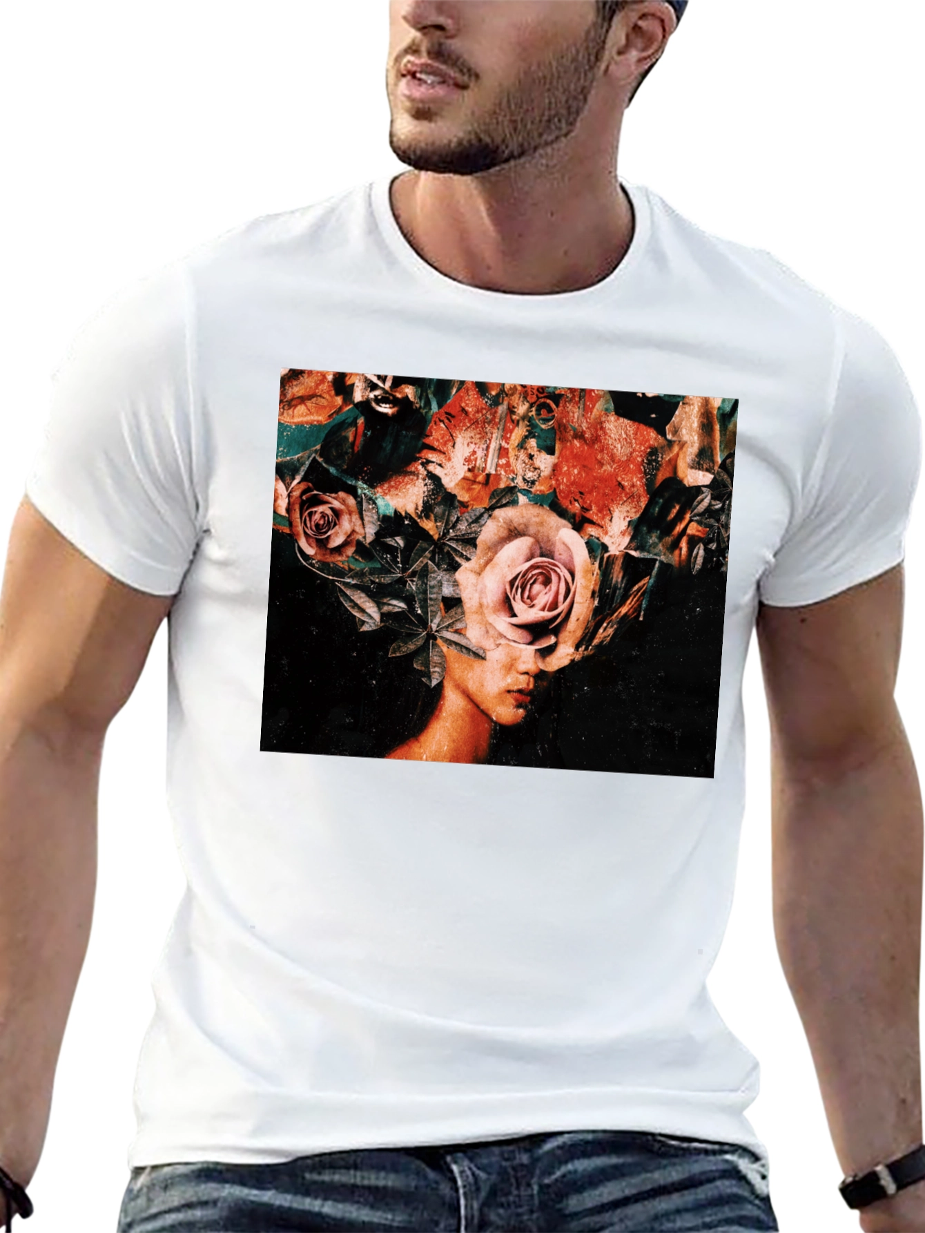 Floral Head T-Shirt - Artistic Graphic Tee