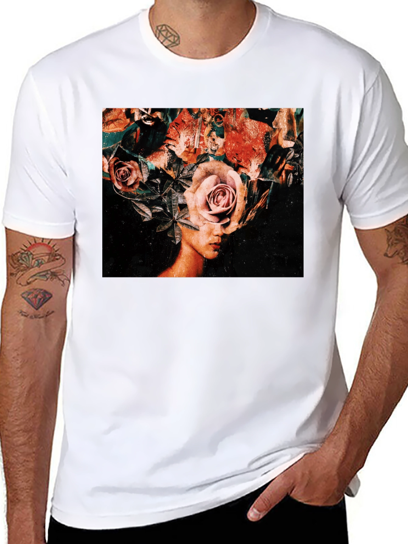 Floral Head T-Shirt - Artistic Graphic Tee